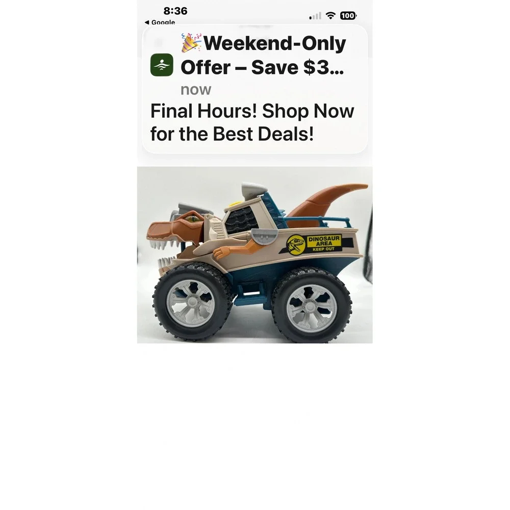 Dinosaur Area Keep Out T-Rex Monster Truck Toy with Sound and Music‎ Tan Blue